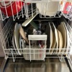 dishwares on a dishwasher rack
