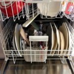 dishwares on a dishwasher rack